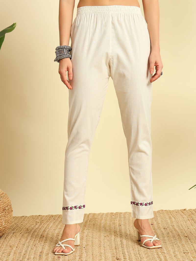 VISHVA CREATION Off-White Kurta Set with Maroon Dupatta for Women - Image 4